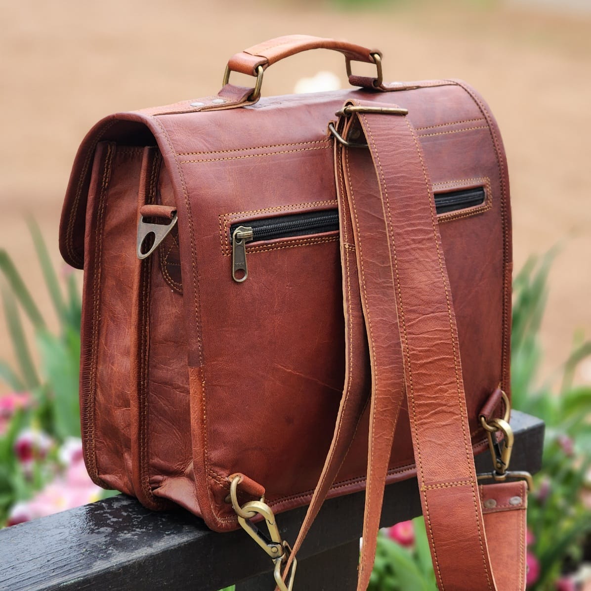 ALAMO 12 INCH GOAT LEATHER SATCHEL AND BACKPACK