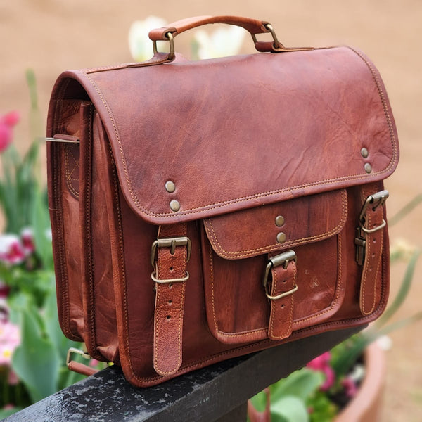 ALAMO 12 INCH GOAT LEATHER SATCHEL AND BACKPACK