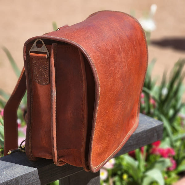 The Post 12 Inch Goat Leather Messenger Flap Satchel Day Bag