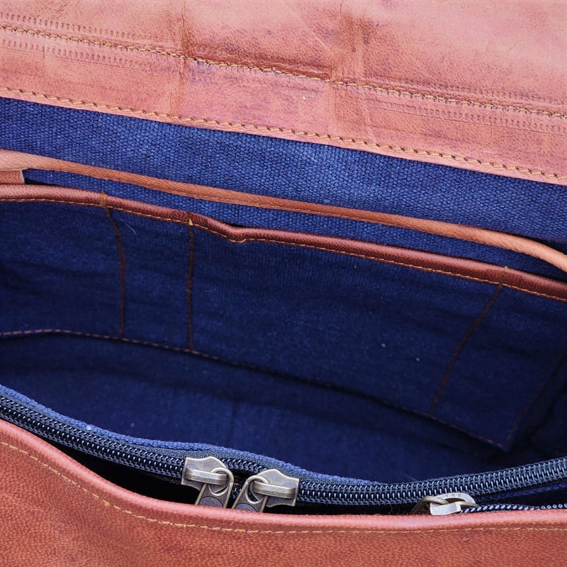 Pemulwuy 14-Inch Handmade Full Grain Leather Backpack & Satchel Bag