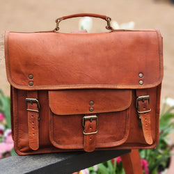 Pemulwuy 14-Inch Handmade Full Grain Leather Backpack & Satchel Bag