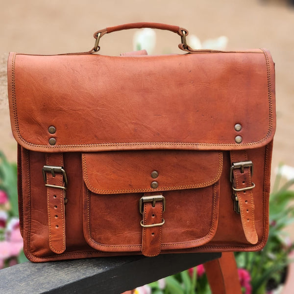 Pemulwuy 14-Inch Handmade Full Grain Leather Backpack & Satchel Bag