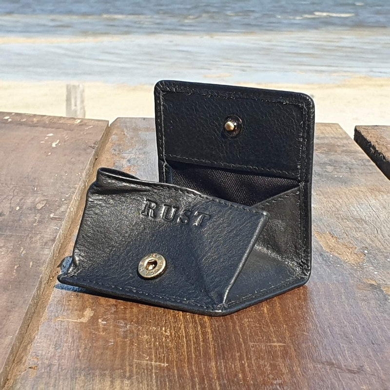 Chase -  Compact Cow Hide Black Coin Pouch - The Leather Trading Co.