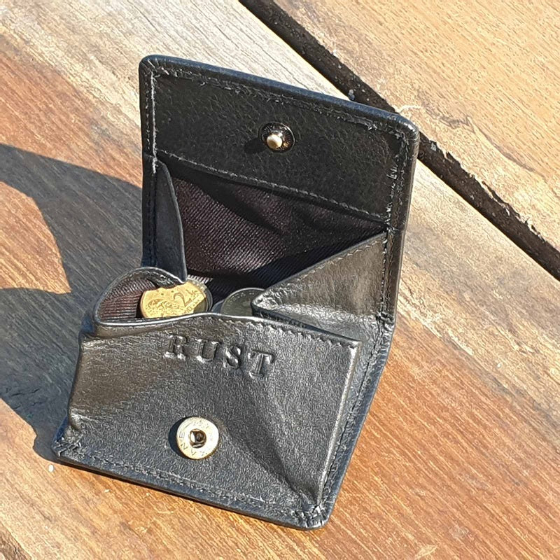Chase -  Compact Cow Hide Black Coin Pouch - The Leather Trading Co.
