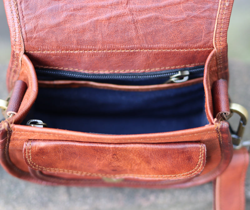 Jessica 7 Inch Saddle Bag -Goat hide