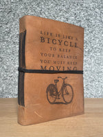 Cargar imagen en el visor de la galería, Life is Like a Bicycle Handmade Natural Leather Journal
