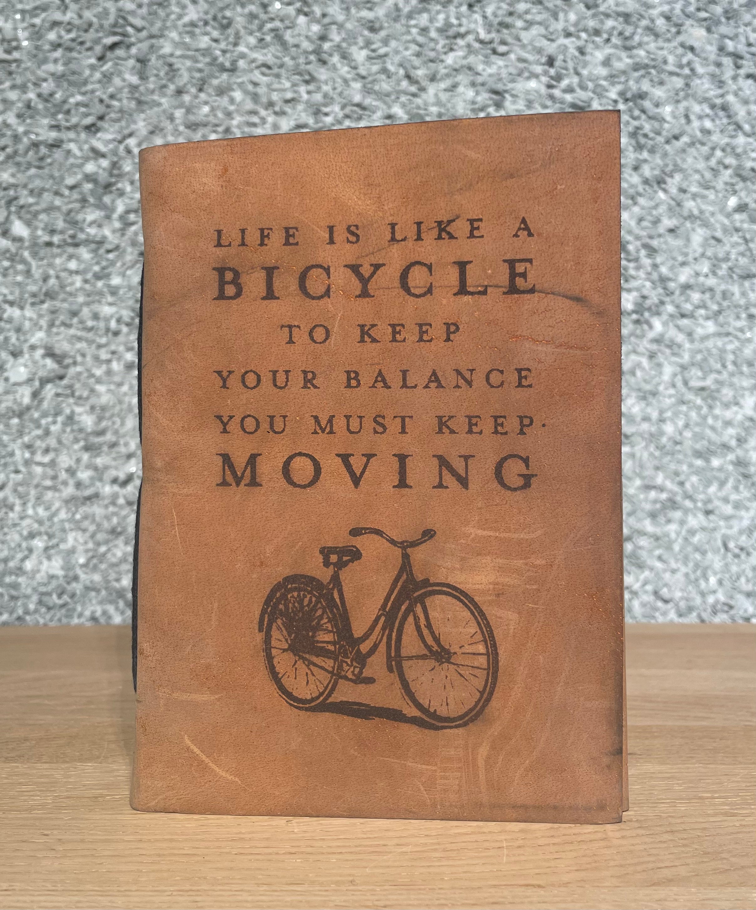 Life is Like a Bicycle Handmade Natural Leather Journal