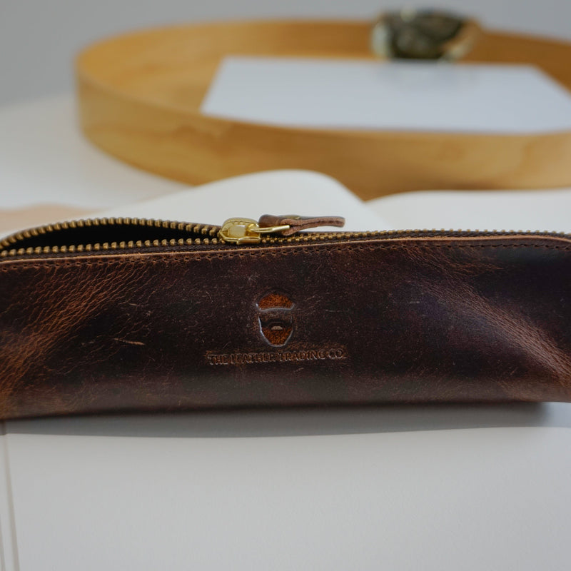 Bondi Pencil Case Waxed Buffalo Hide
