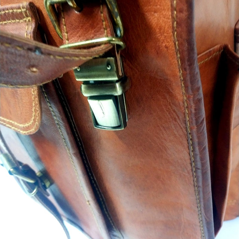 The Tank 16 Inch Indiana Jones Goat Leather Leather Roll Top Backpack