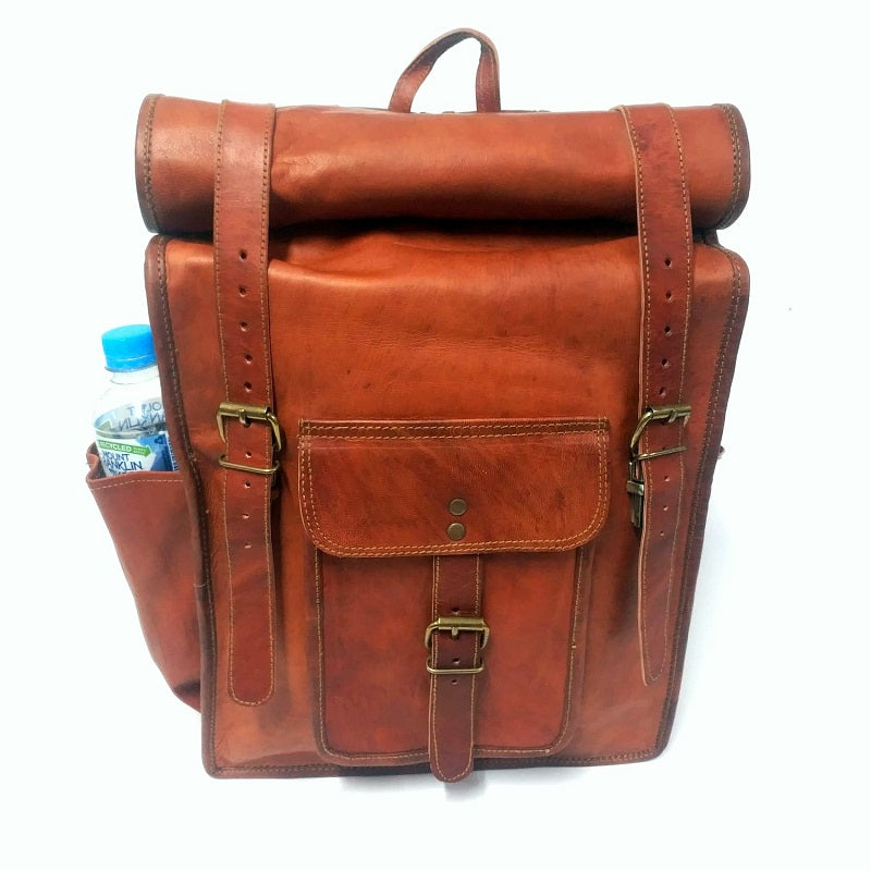 The Tank 16 Inch Indiana Jones Goat Leather Leather Roll Top Backpack