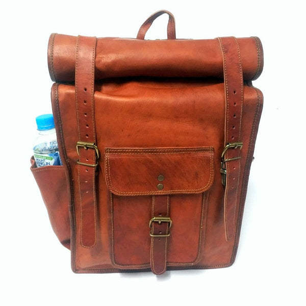 The Tank 14 Inch Indiana Jones Goat Leather Roll Top Backpack
