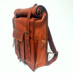 Load image into Gallery viewer, The Tank 16 Inch Indiana Jones Goat Leather Leather Roll Top Backpack
