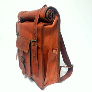 The Tank 16 Inch Indiana Jones Goat Leather Leather Roll Top Backpack
