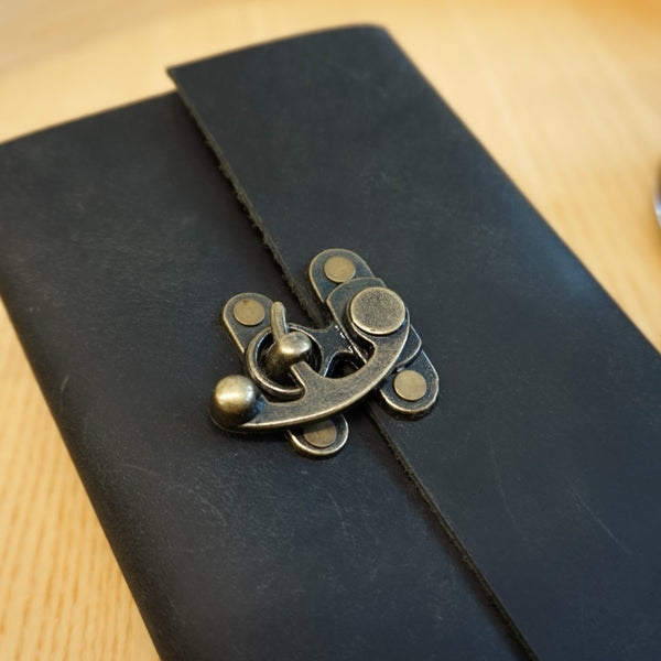 Midori A6 Journal Lock in Black Cowhide
