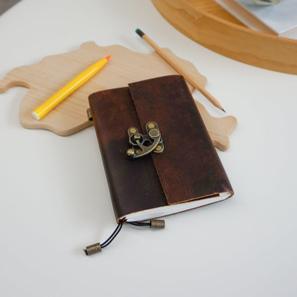 Midori A5 Journal Lock in Waxed Buffalo Hide