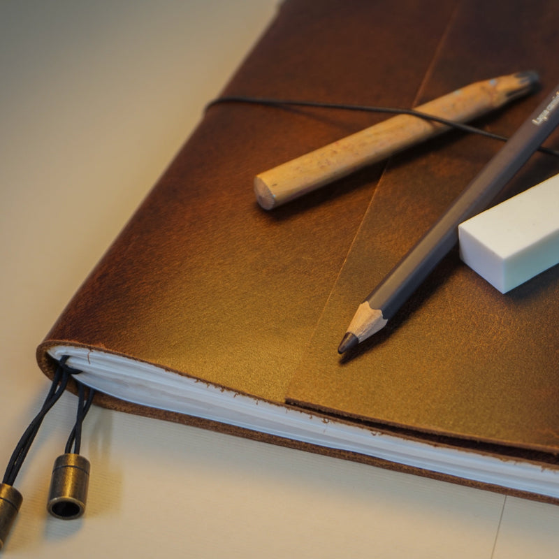 Midori A5 Journal Elastic in Waxed Buffalo Hide