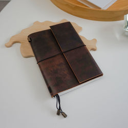 Midori A5 Journal Elastic in Waxed Buffalo Hide