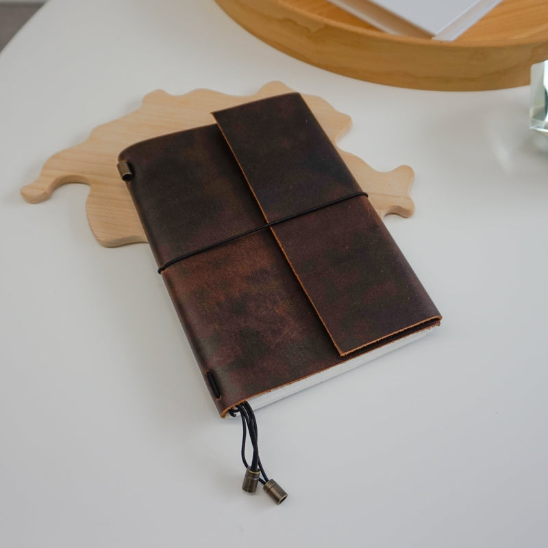Midori A5 Journal Elastic in Waxed Buffalo Hide