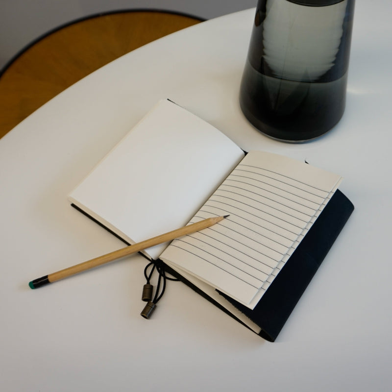 Midori A6 Journal Lock in Black Cowhide