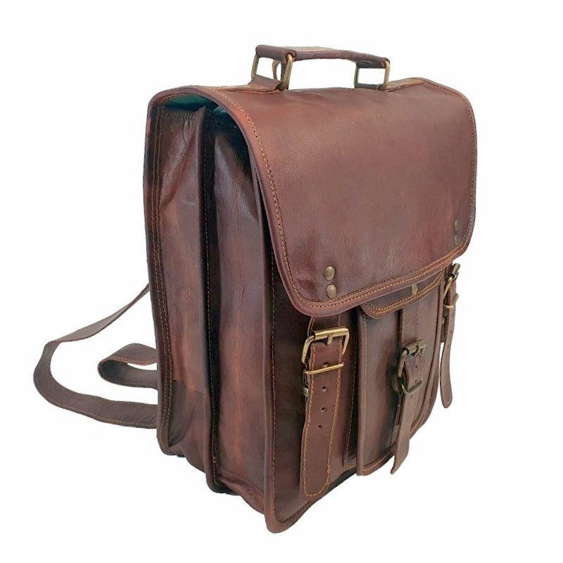 Hybrid 16″ Full Grain Leather Backpack - The Leather Trading Co.