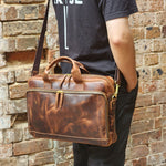 Load image into Gallery viewer, PYRMONT 16-BUFF-ZIP-LAPTOP BAG-BROWN
