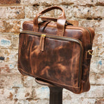Load image into Gallery viewer, PYRMONT 16-BUFF-ZIP-LAPTOP BAG-BROWN

