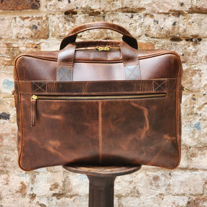 PYRMONT 16-BUFF-ZIP-LAPTOP BAG-BROWN