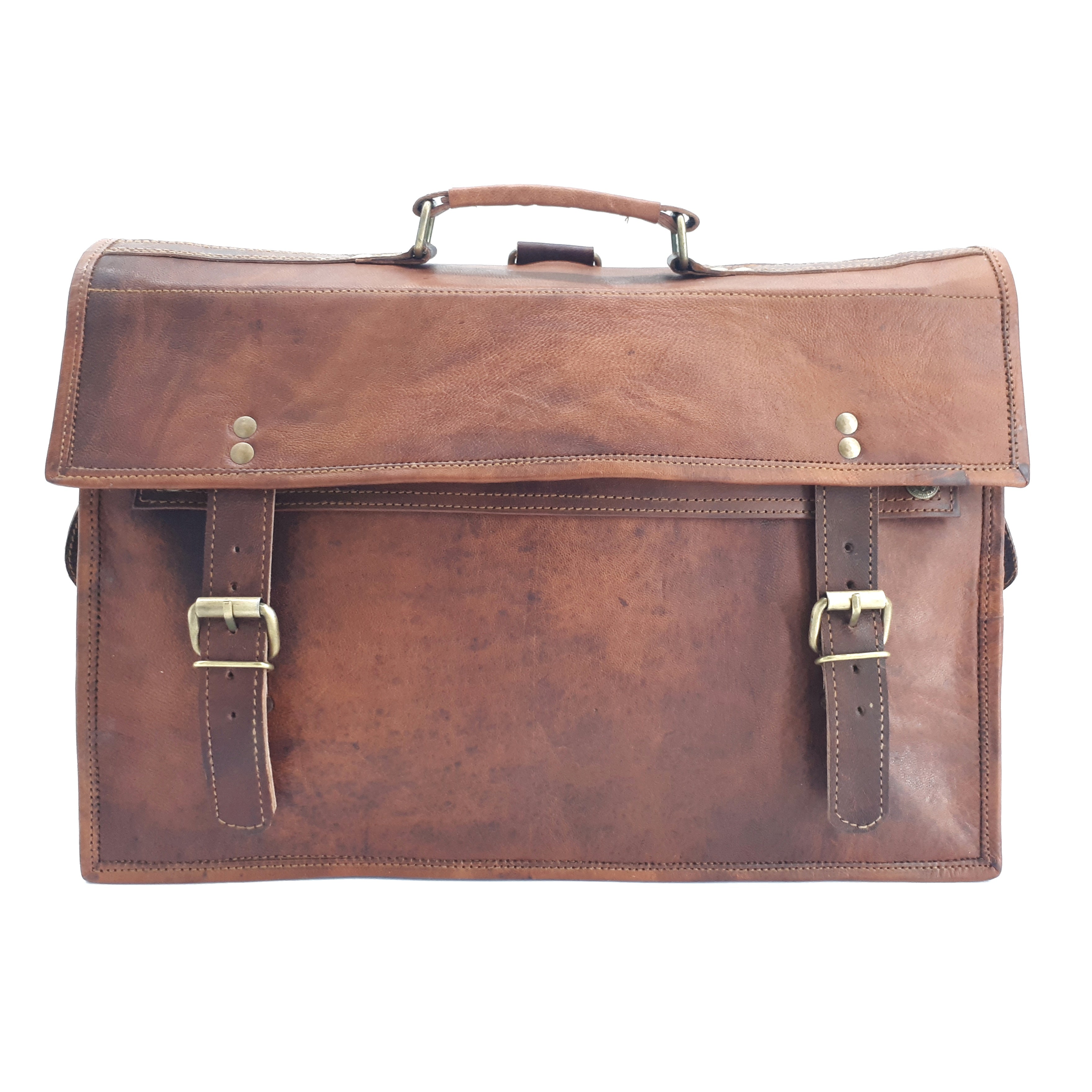 The Big Pommie 16-inch Old School Leather Satchel Bag