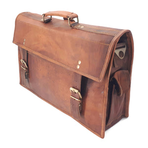 The Big Pommie 16-inch Old School Leather Satchel Bag