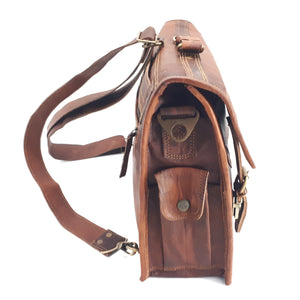 The Big Pommie 16-inch Old School Leather Satchel Bag