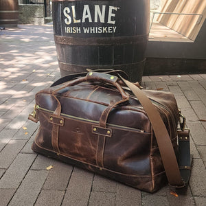 ULURU 50CMM BUFFALO TRAVEL AND GYM DUFFLE BAG - BROWN